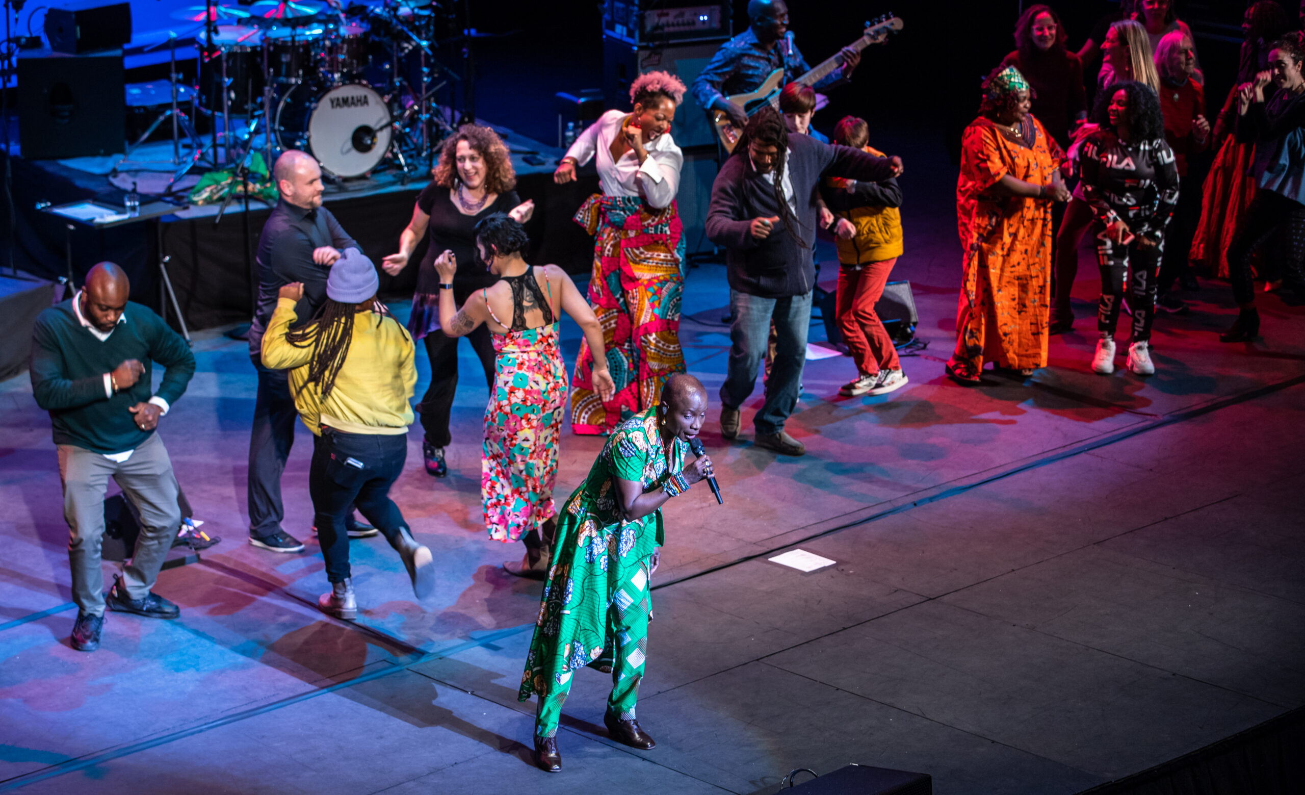 Audience members dance with Angélique Kidjo at The VETS in February 2020.