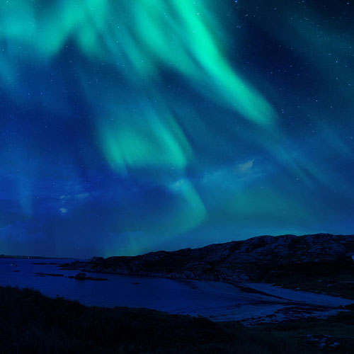 A nighttime sky with aurora borealis